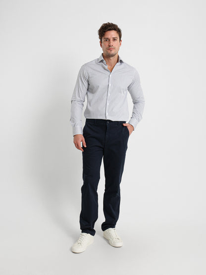 Italian Collar Striped Shirt