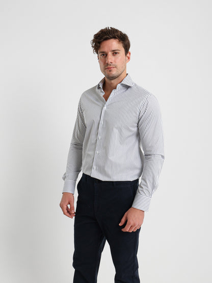 Italian Collar Striped Shirt