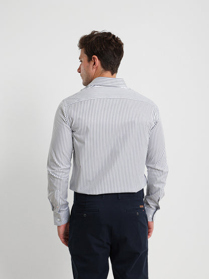 Italian Collar Striped Shirt