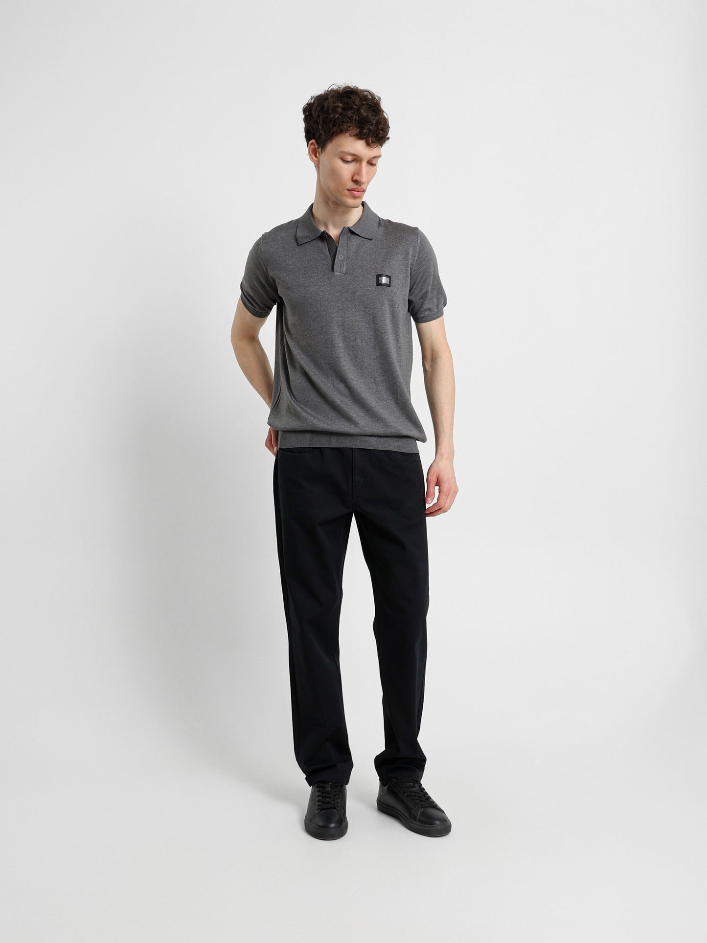 Knit Polo Shirt with Concealed Placket