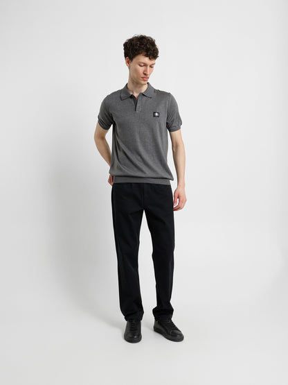 Knit Polo Shirt with Concealed Placket