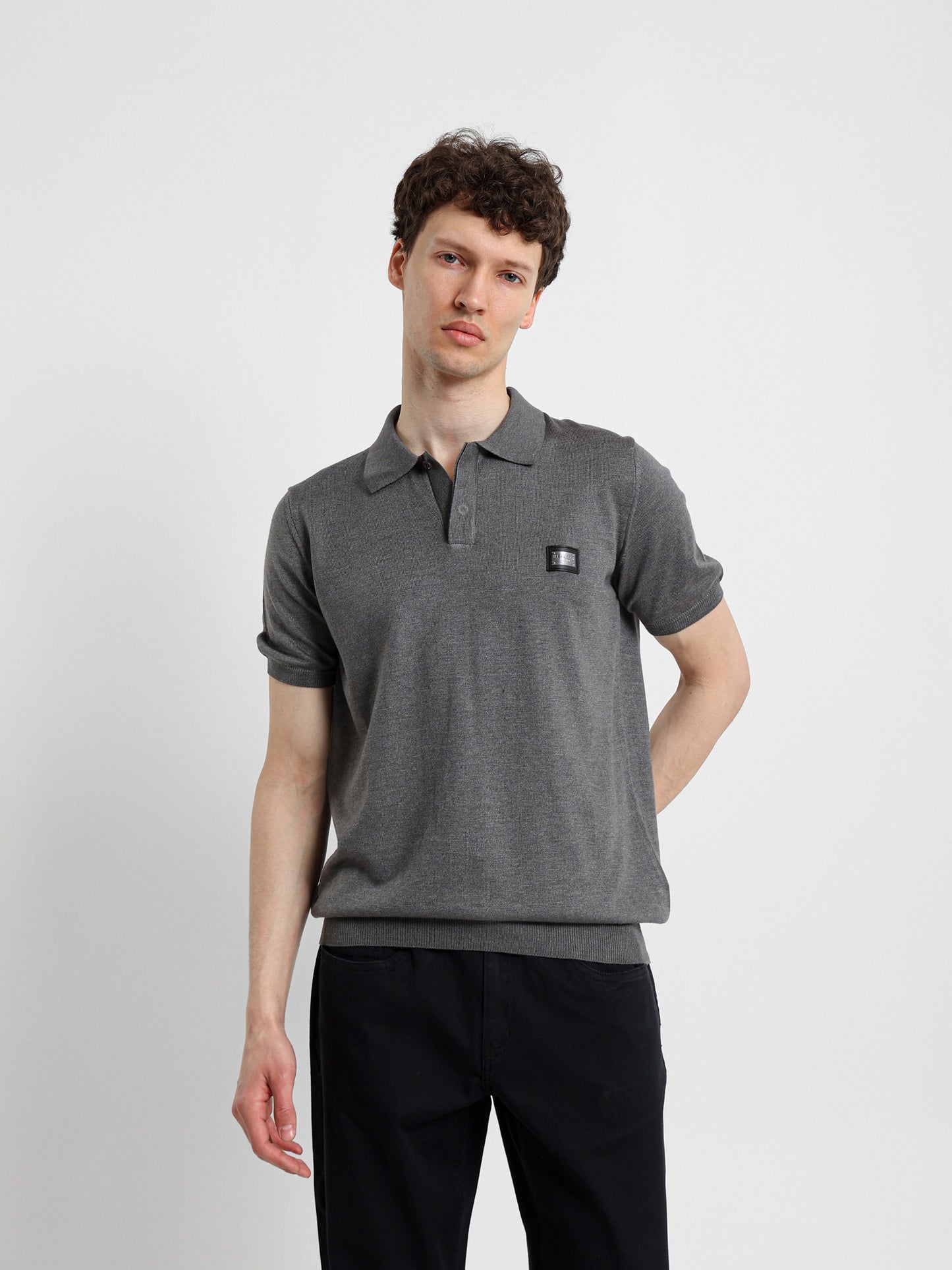 Knit Polo Shirt with Concealed Placket