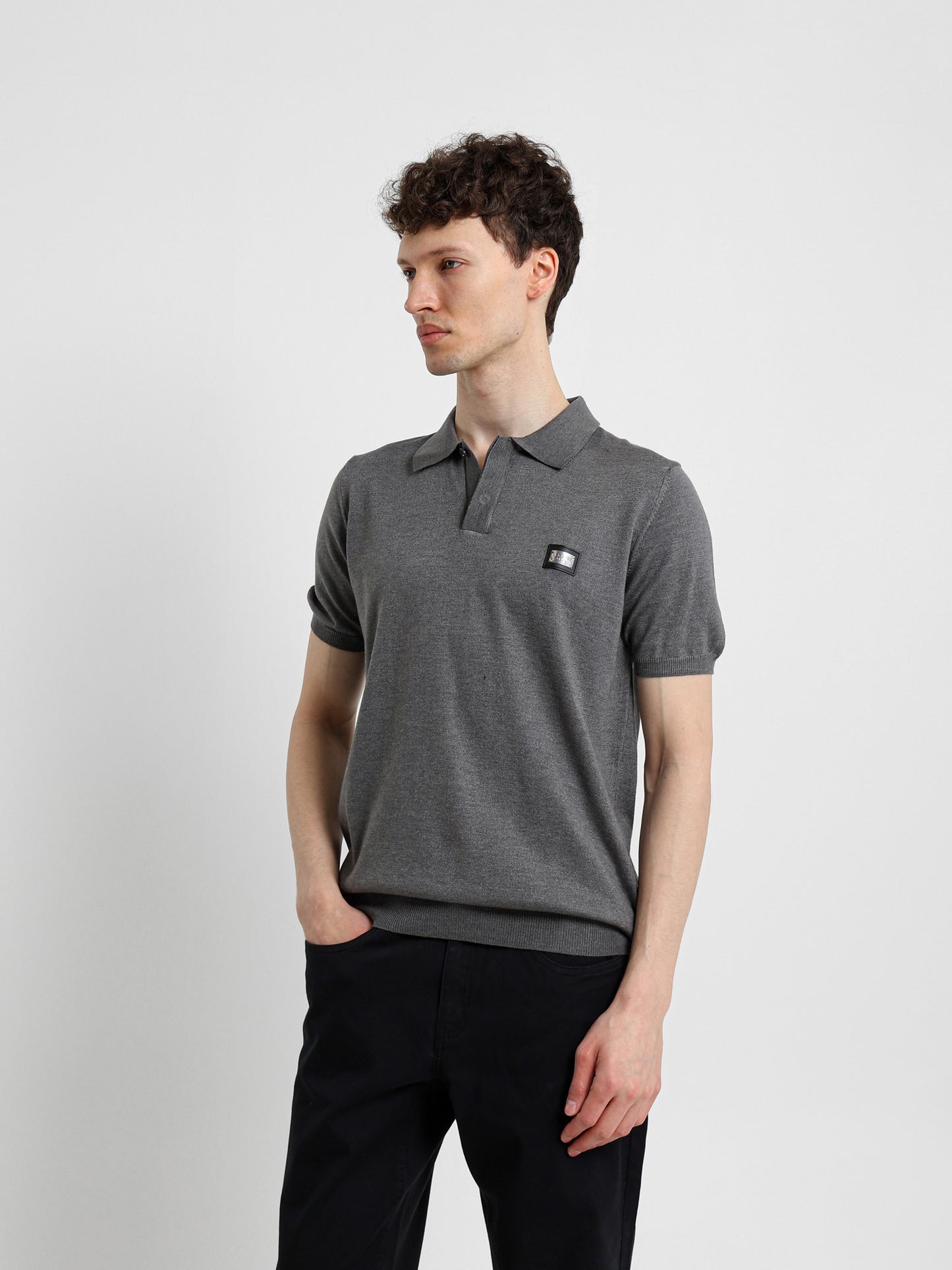 Knit Polo Shirt with Concealed Placket