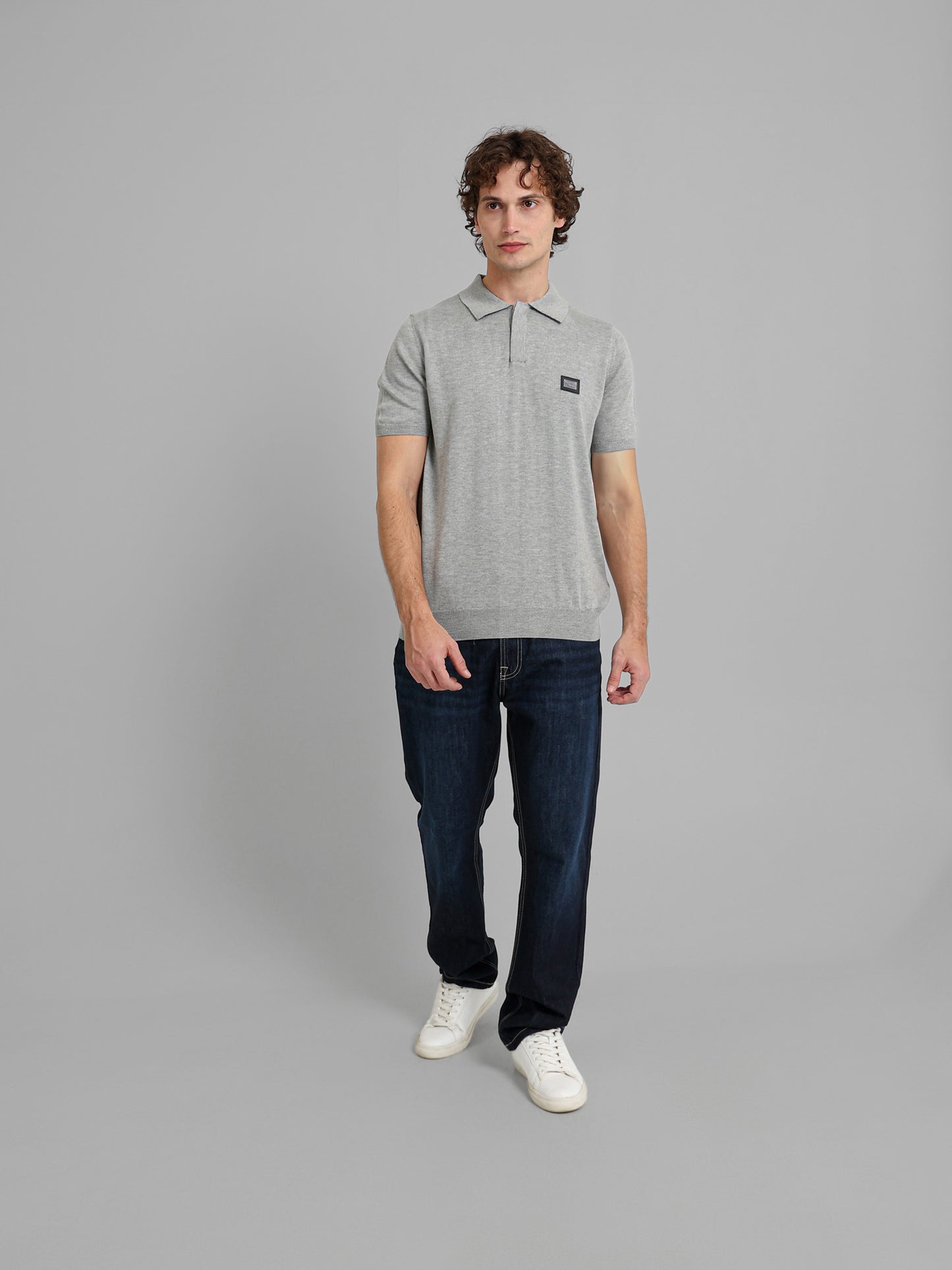 Knit Polo Shirt with Concealed Placket