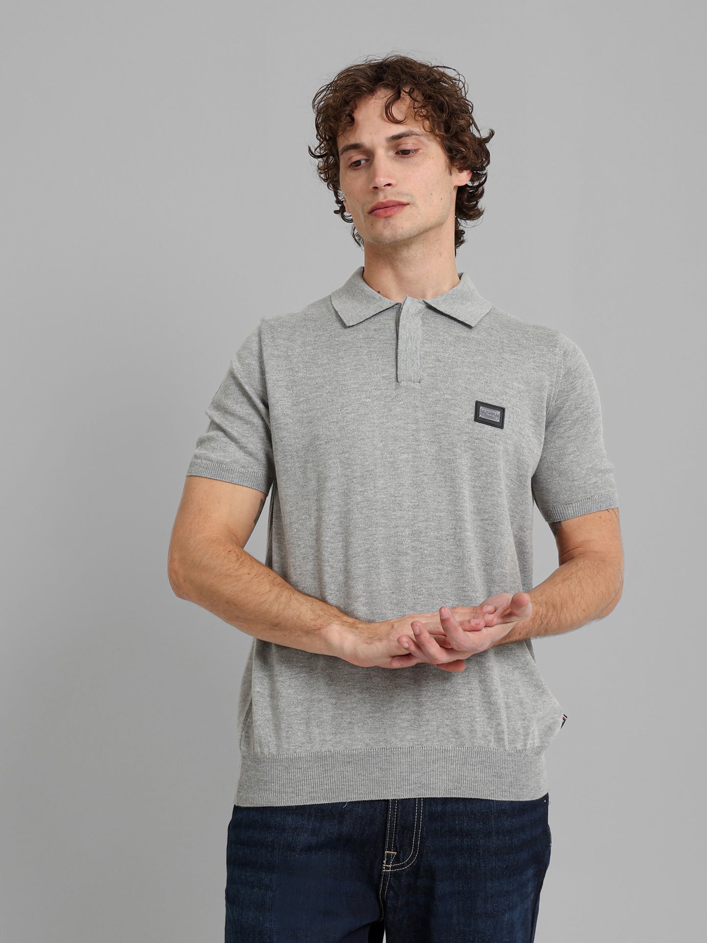 Knit Polo Shirt with Concealed Placket