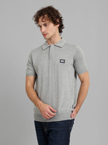 Knit Polo Shirt with Concealed Placket