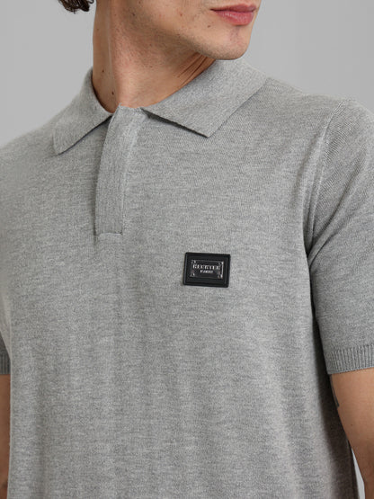 Knit Polo Shirt with Concealed Placket