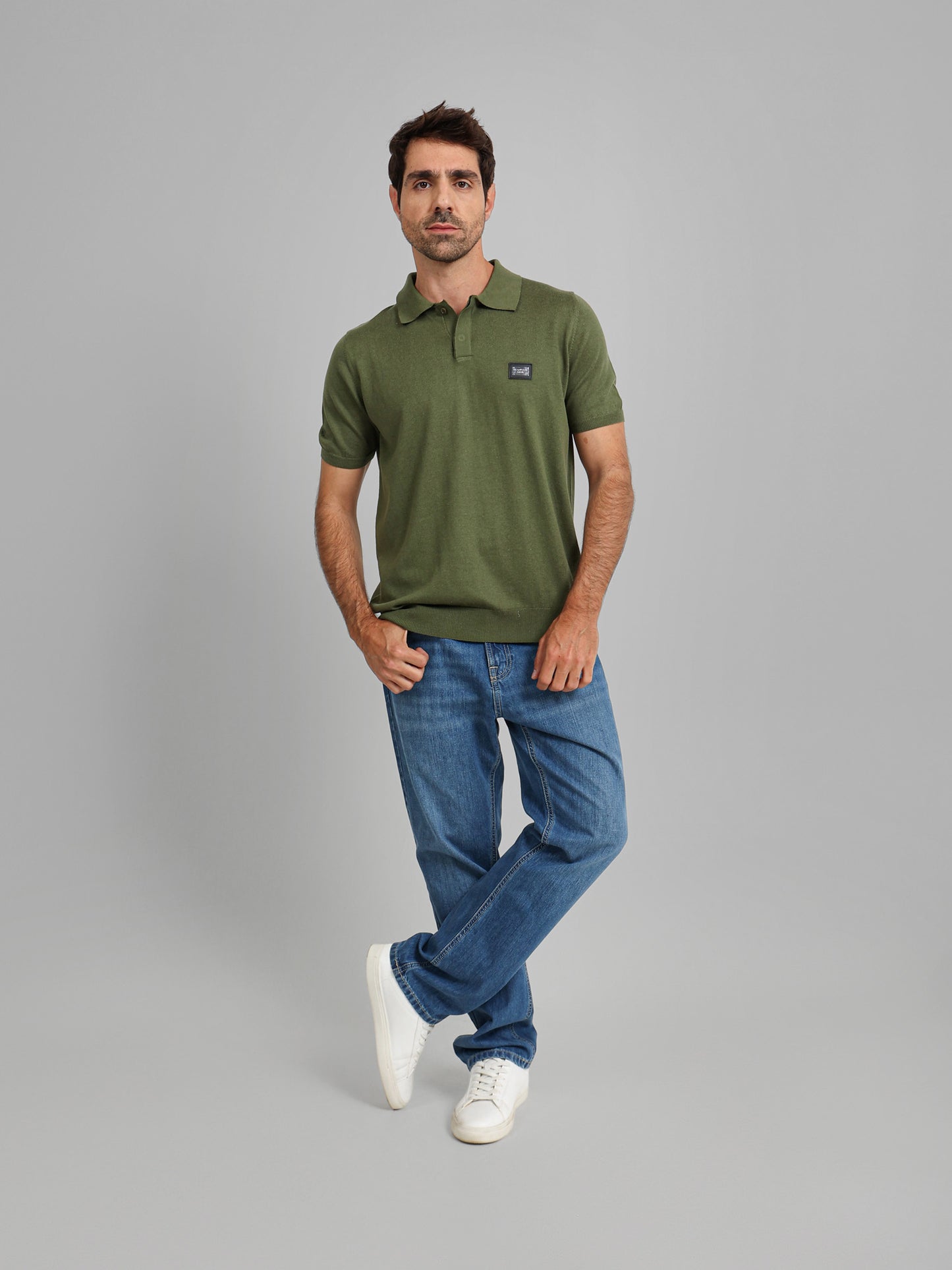 Knit Polo Shirt with Concealed Placket
