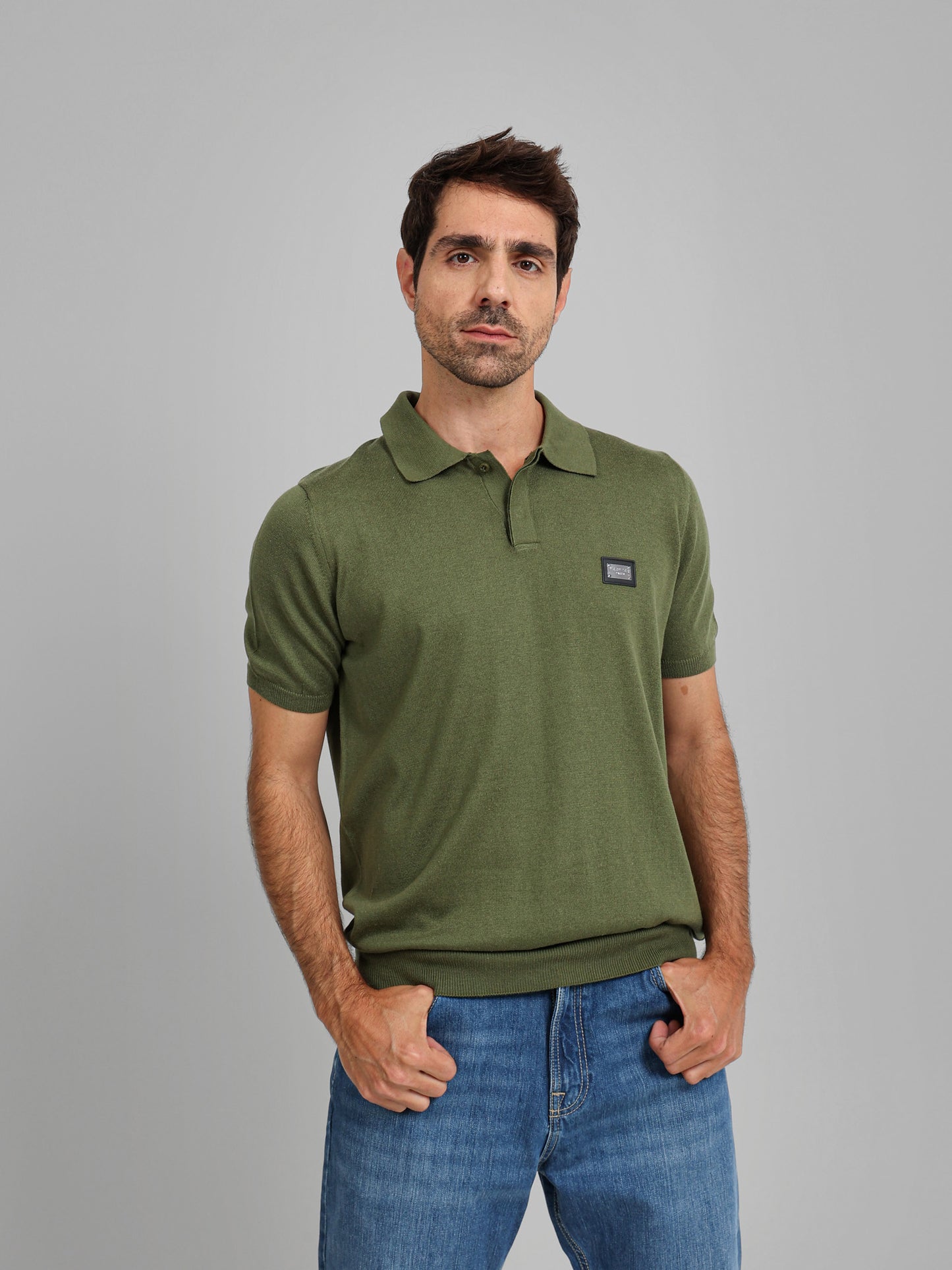 Knit Polo Shirt with Concealed Placket
