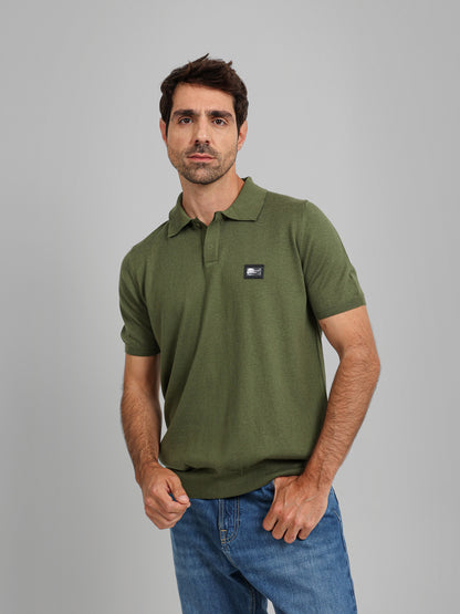 Knit Polo Shirt with Concealed Placket