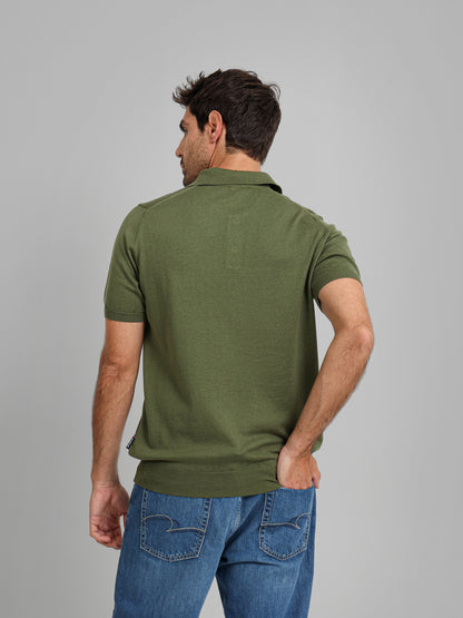 Knit Polo Shirt with Concealed Placket