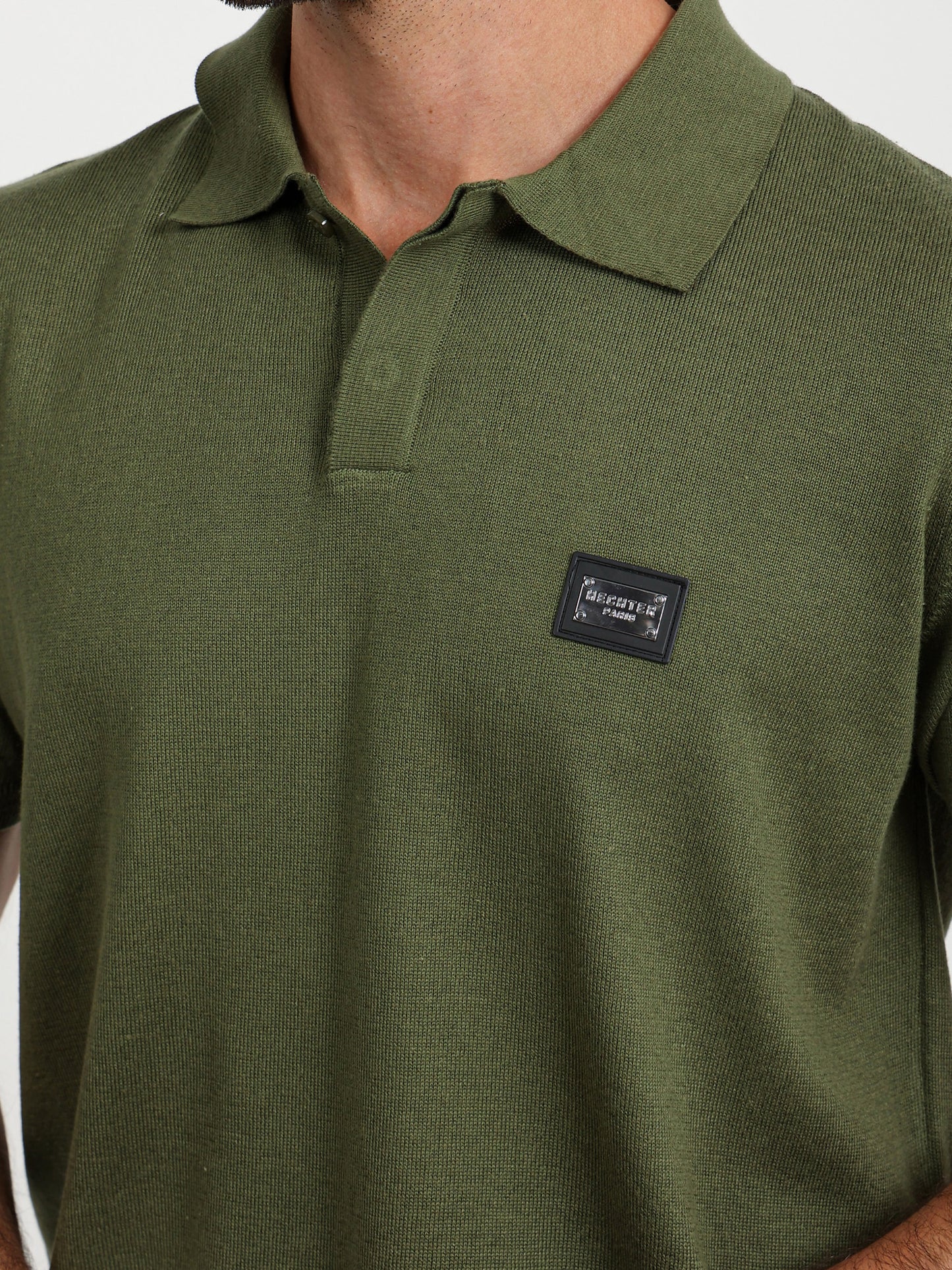 Knit Polo Shirt with Concealed Placket