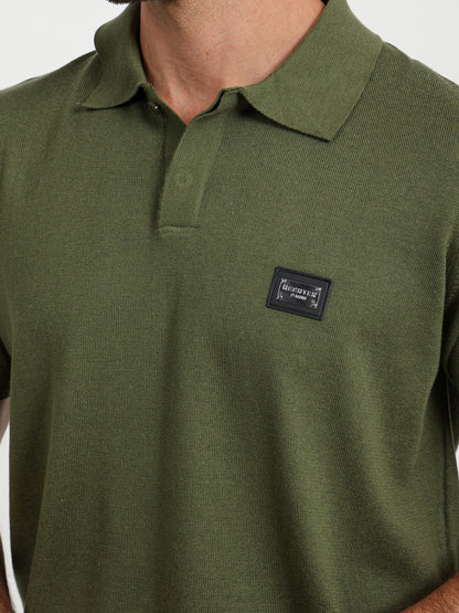 Knit Polo Shirt with Concealed Placket