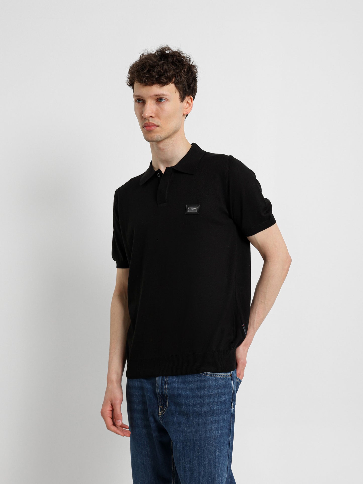 Knit Polo Shirt with Concealed Placket