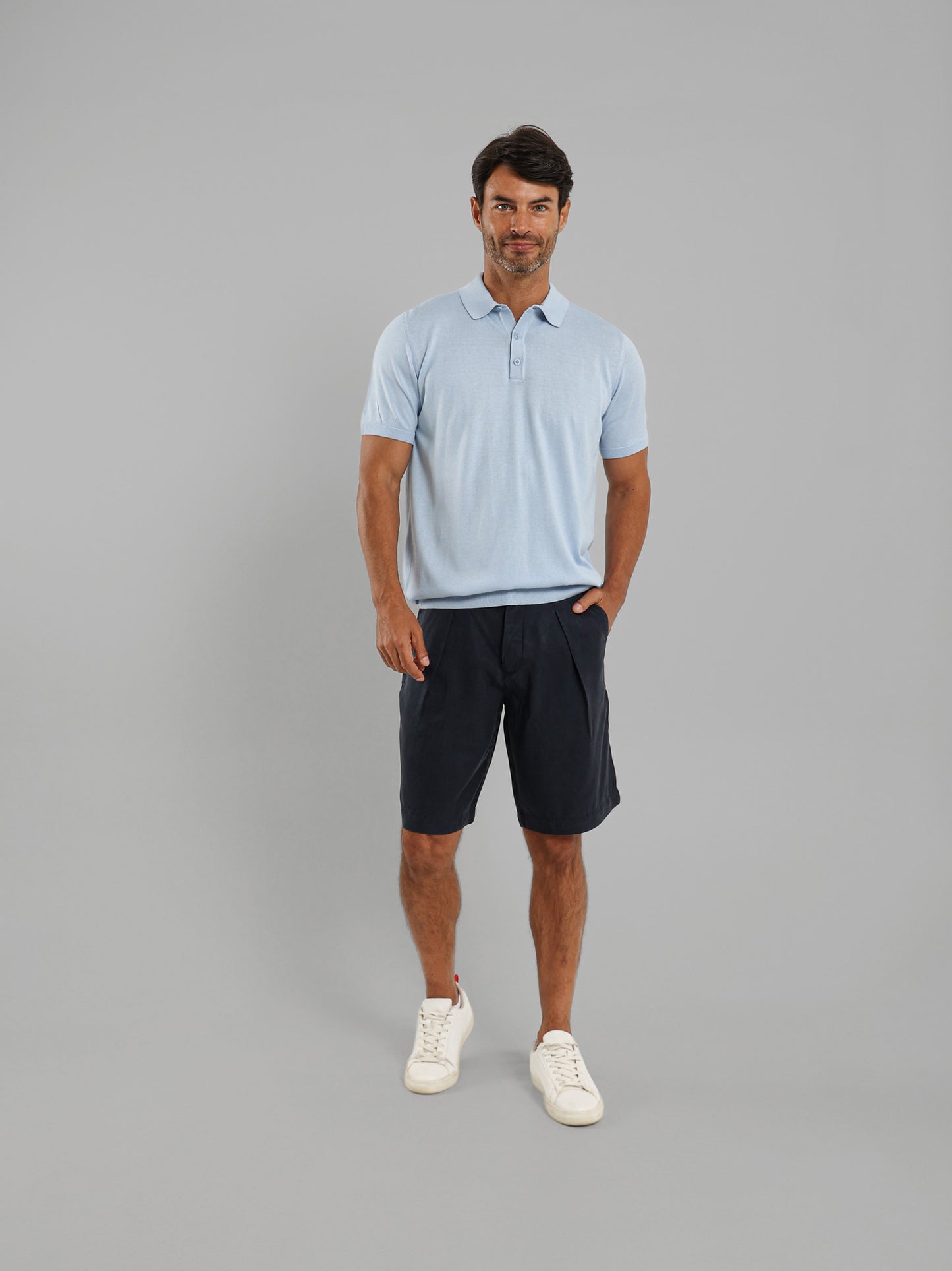 Buttoned Knit Polo Shirt