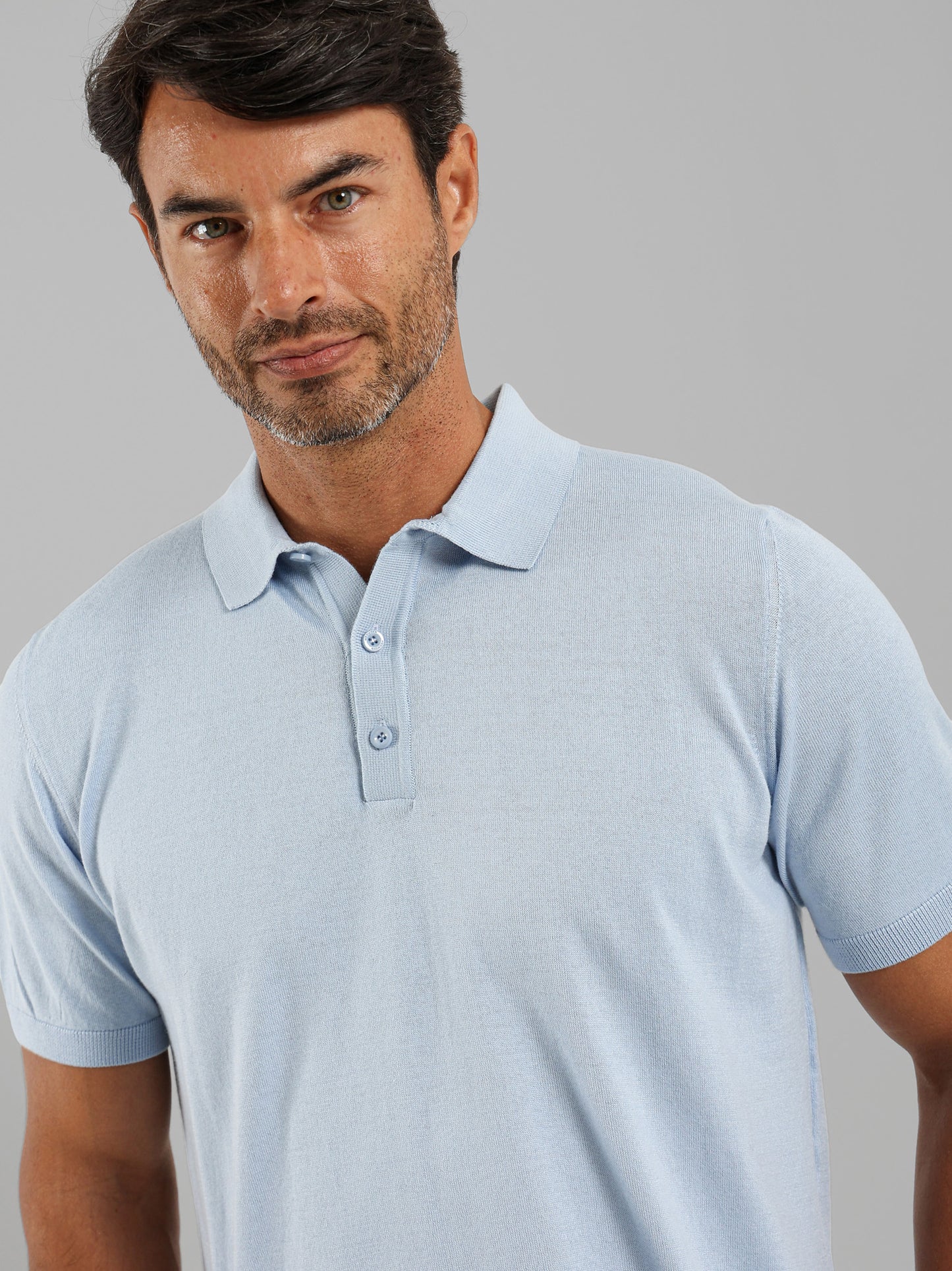 Buttoned Knit Polo Shirt