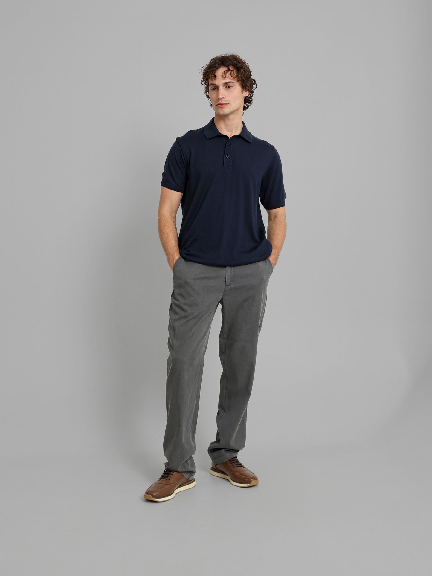 Buttoned Knit Polo Shirt
