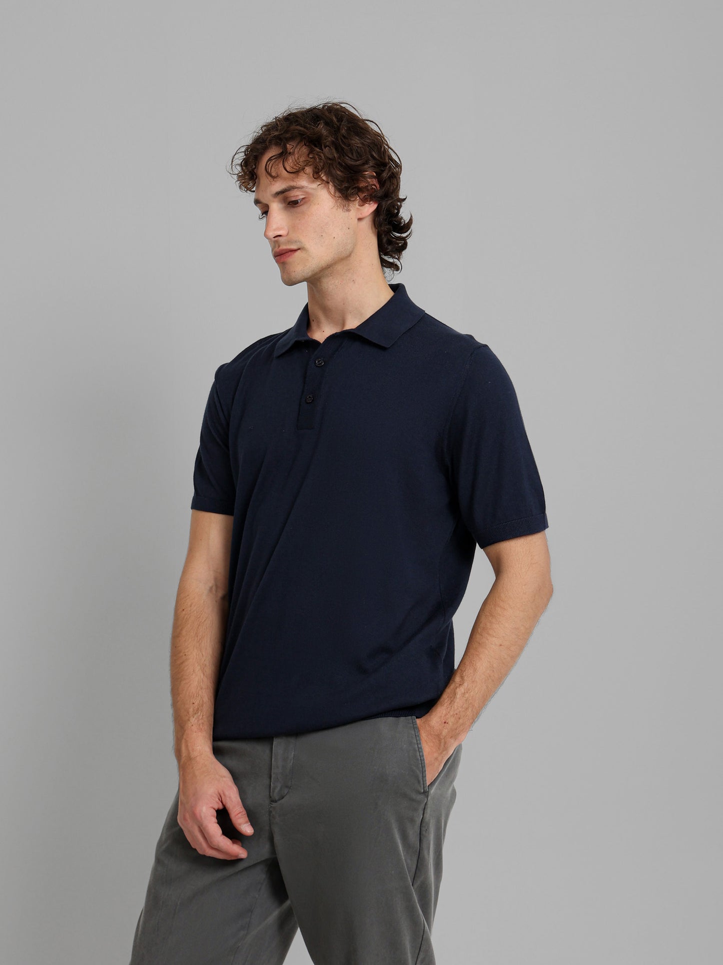 Buttoned Knit Polo Shirt