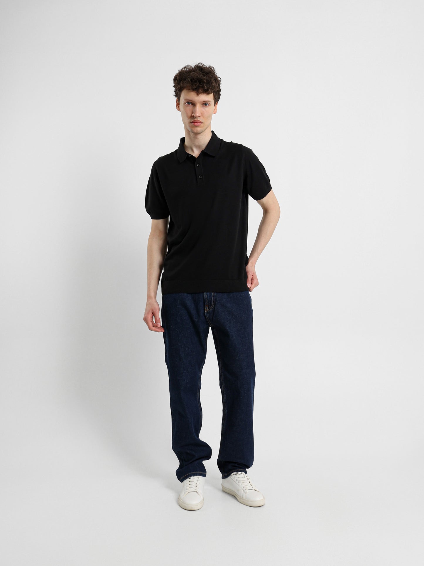 Buttoned Knit Polo Shirt