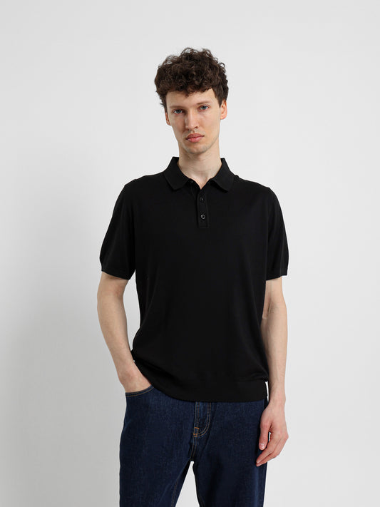 Buttoned Knit Polo Shirt