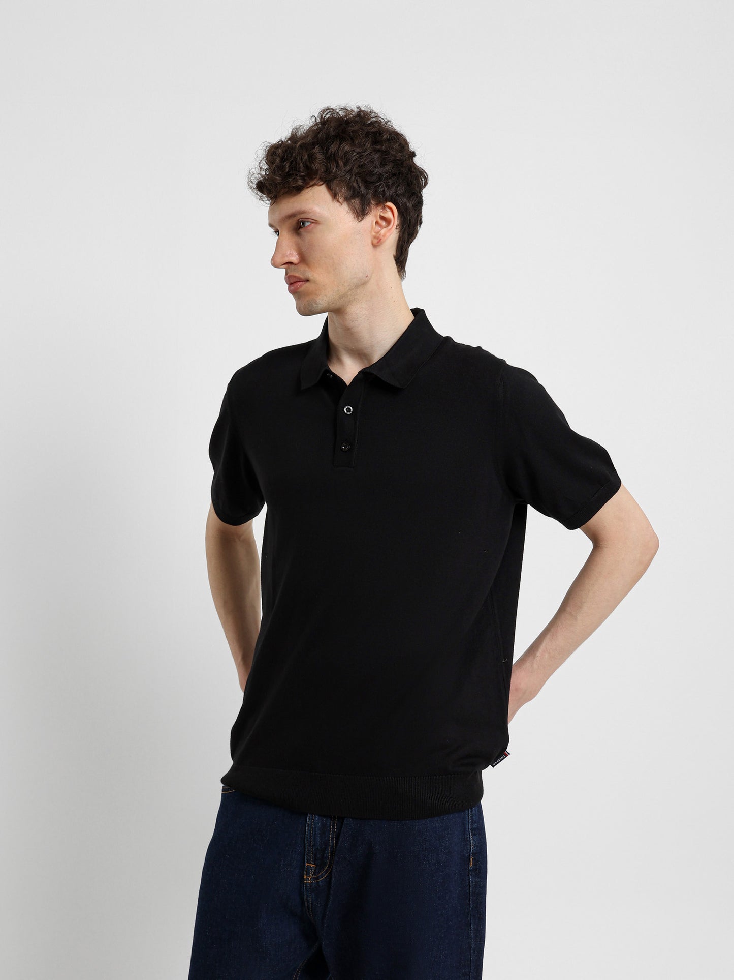 Buttoned Knit Polo Shirt