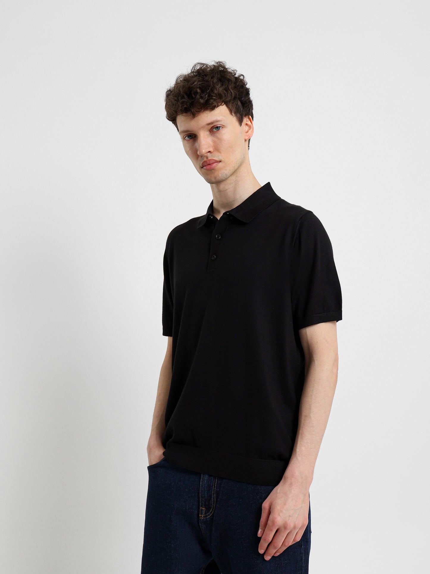 Buttoned Knit Polo Shirt