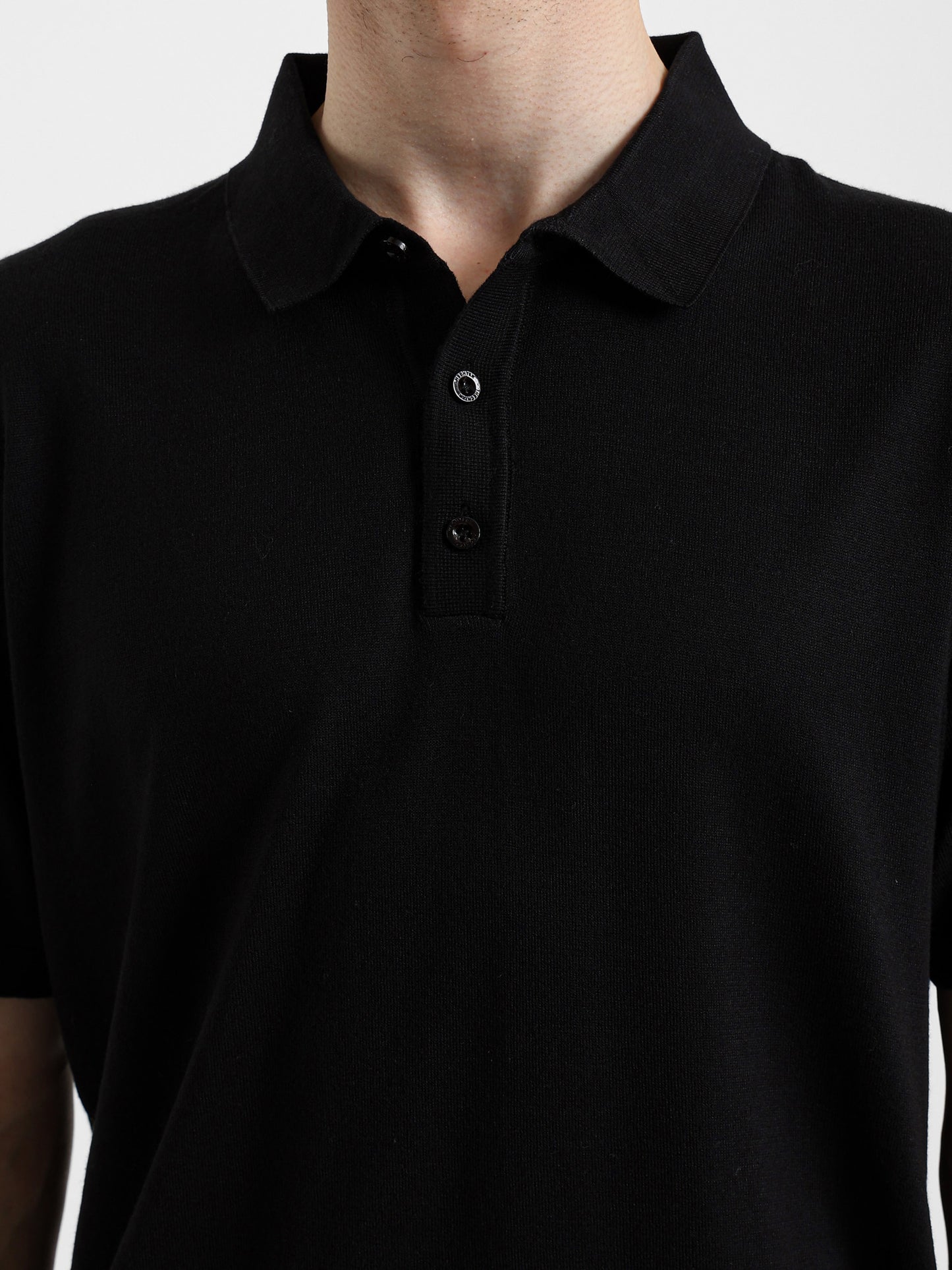 Buttoned Knit Polo Shirt