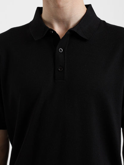 Buttoned Knit Polo Shirt
