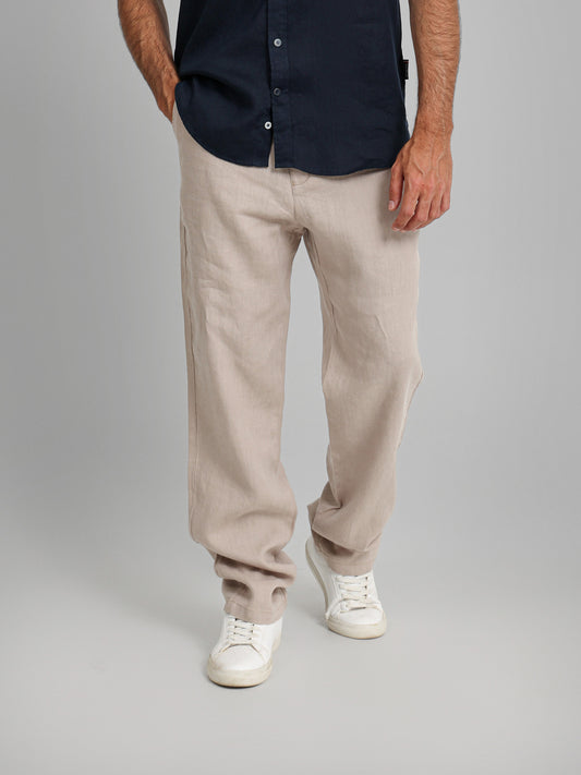 Linen Elastic Waist Cord Pants