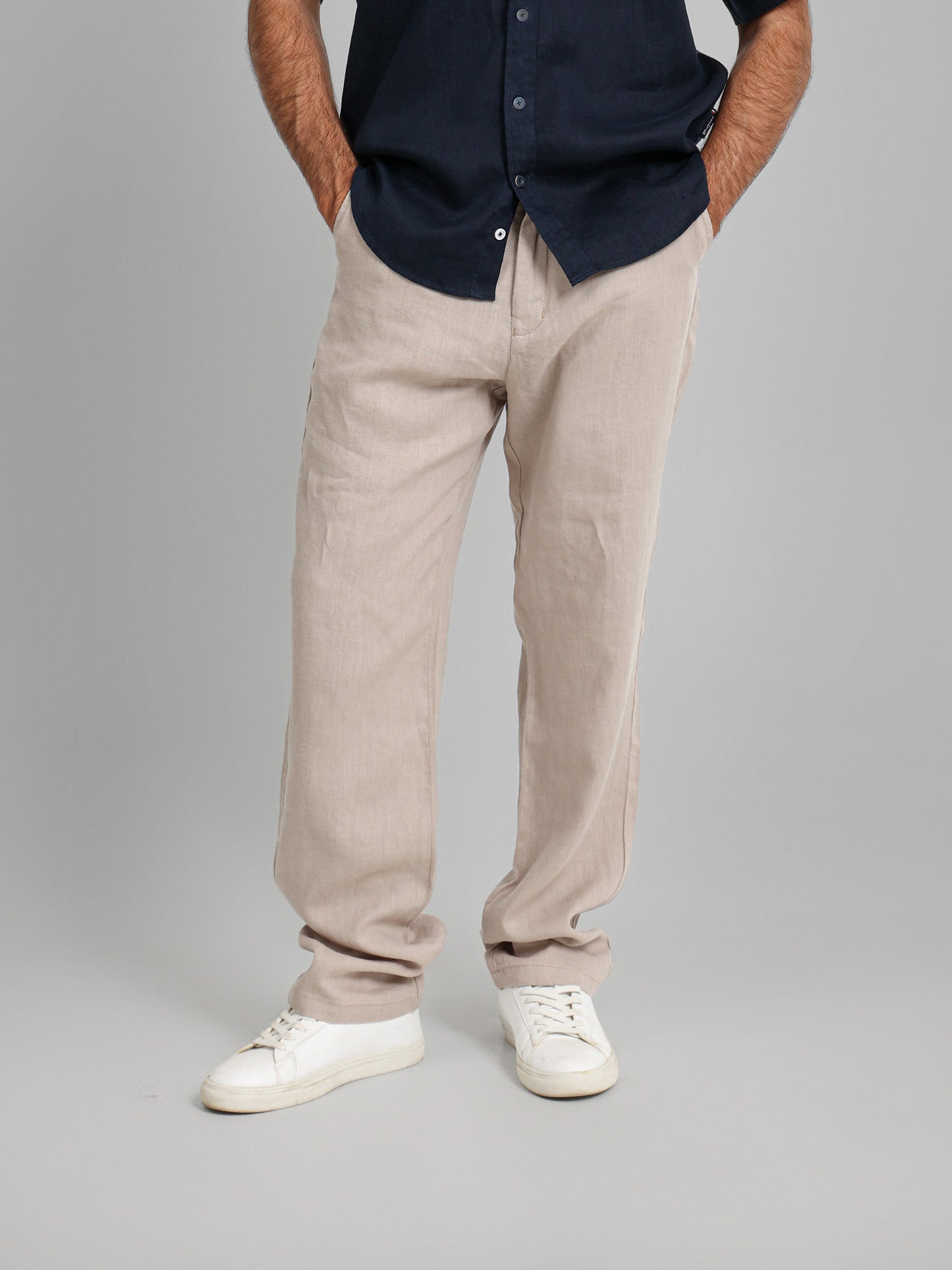 Linen Elastic Waist Cord Pants