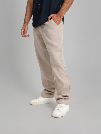 Linen Elastic Waist Cord Pants