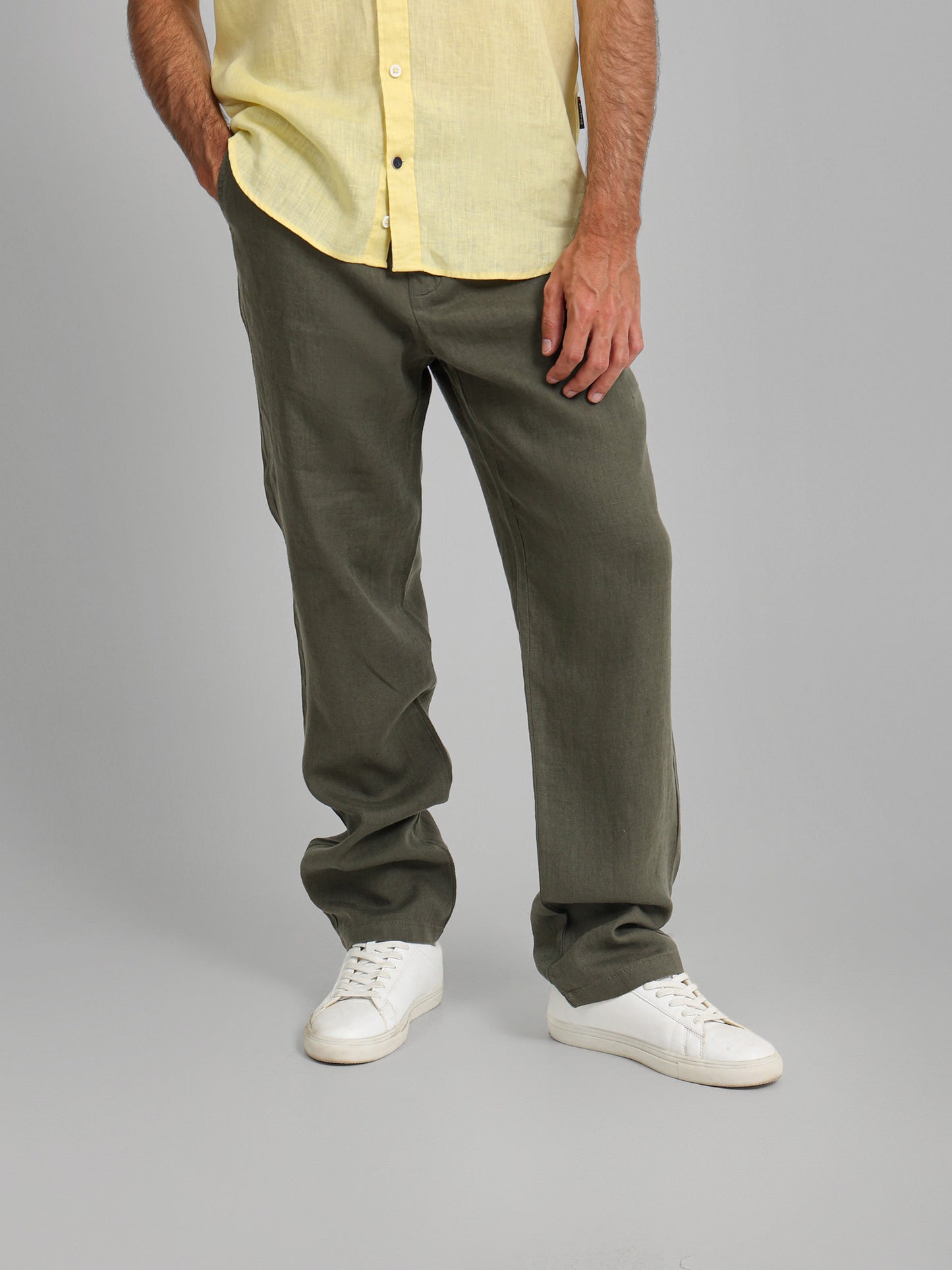 Linen Elastic Waist Cord Pants