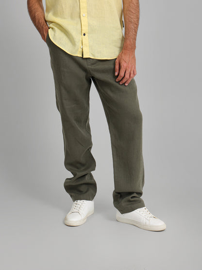 Linen Elastic Waist Cord Pants