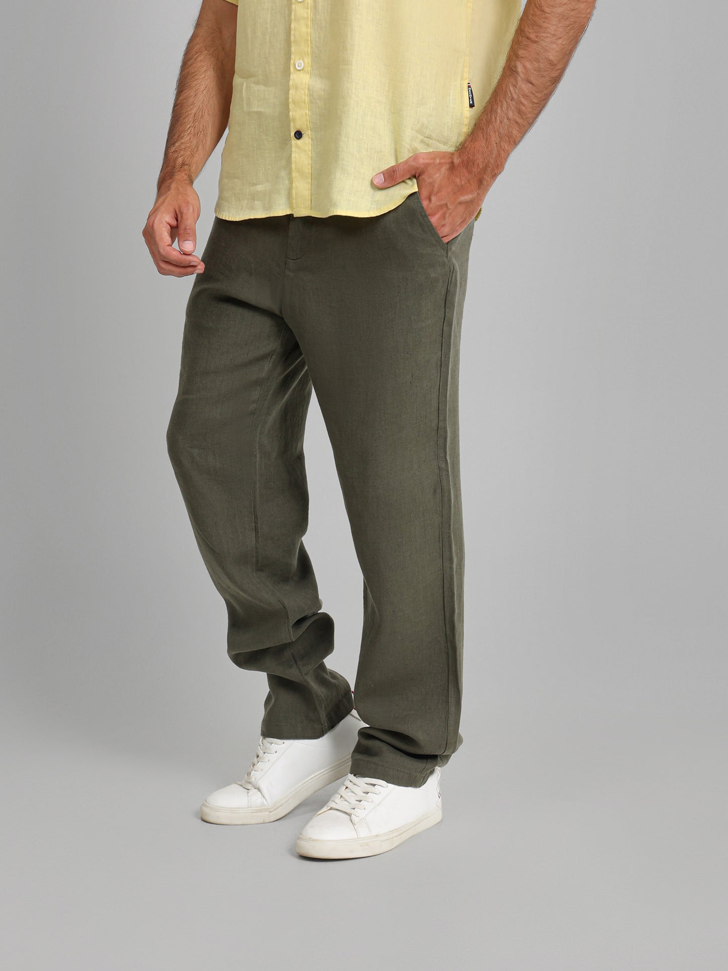 Linen Elastic Waist Cord Pants