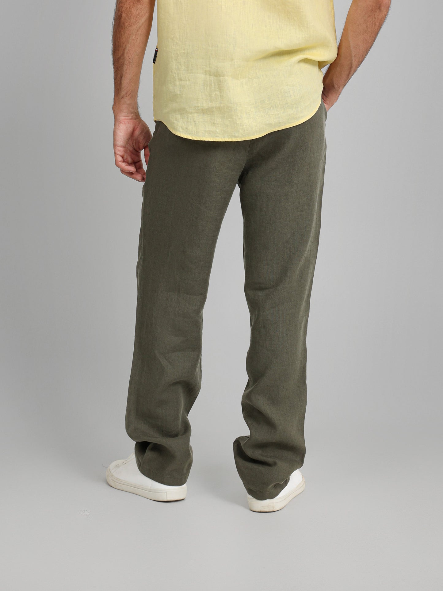 Linen Elastic Waist Cord Pants
