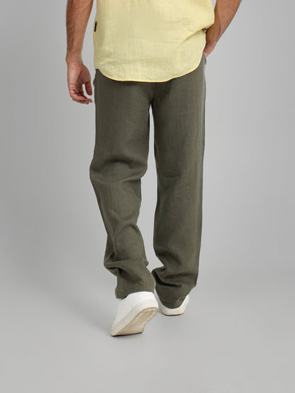 Linen Elastic Waist Cord Pants