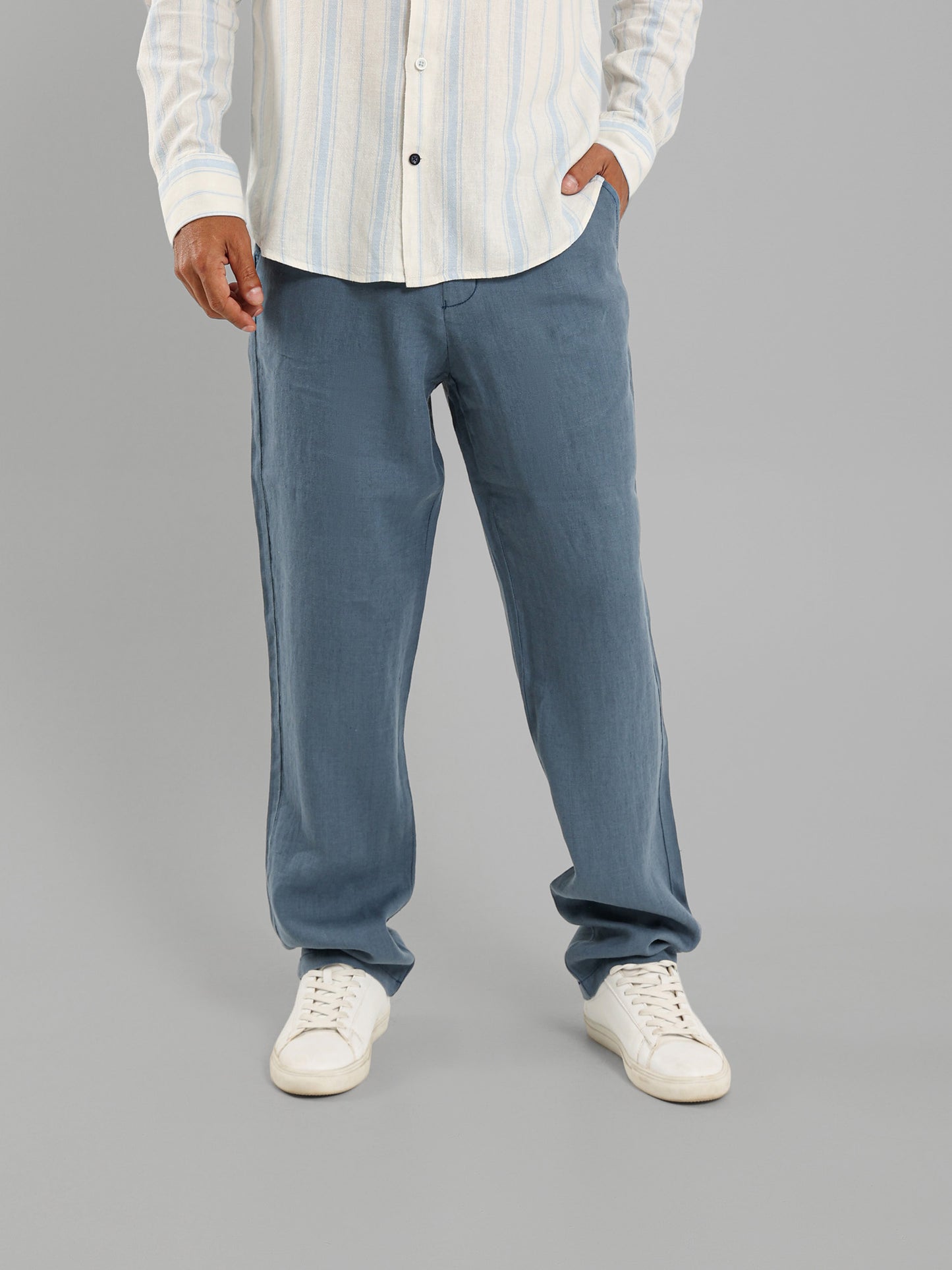 Linen Elastic Waist Cord Pants