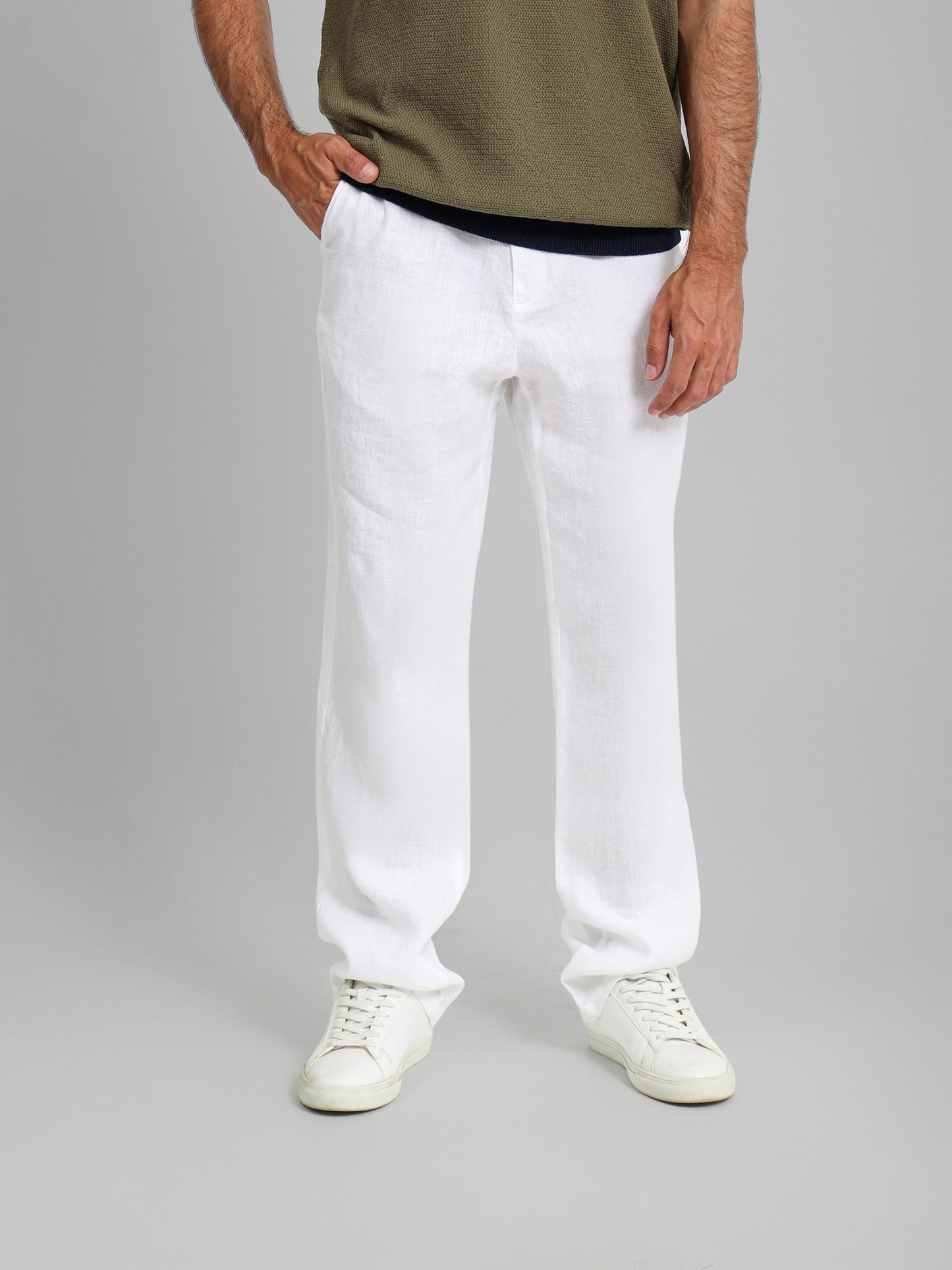 Linen Elastic Waist Cord Pants