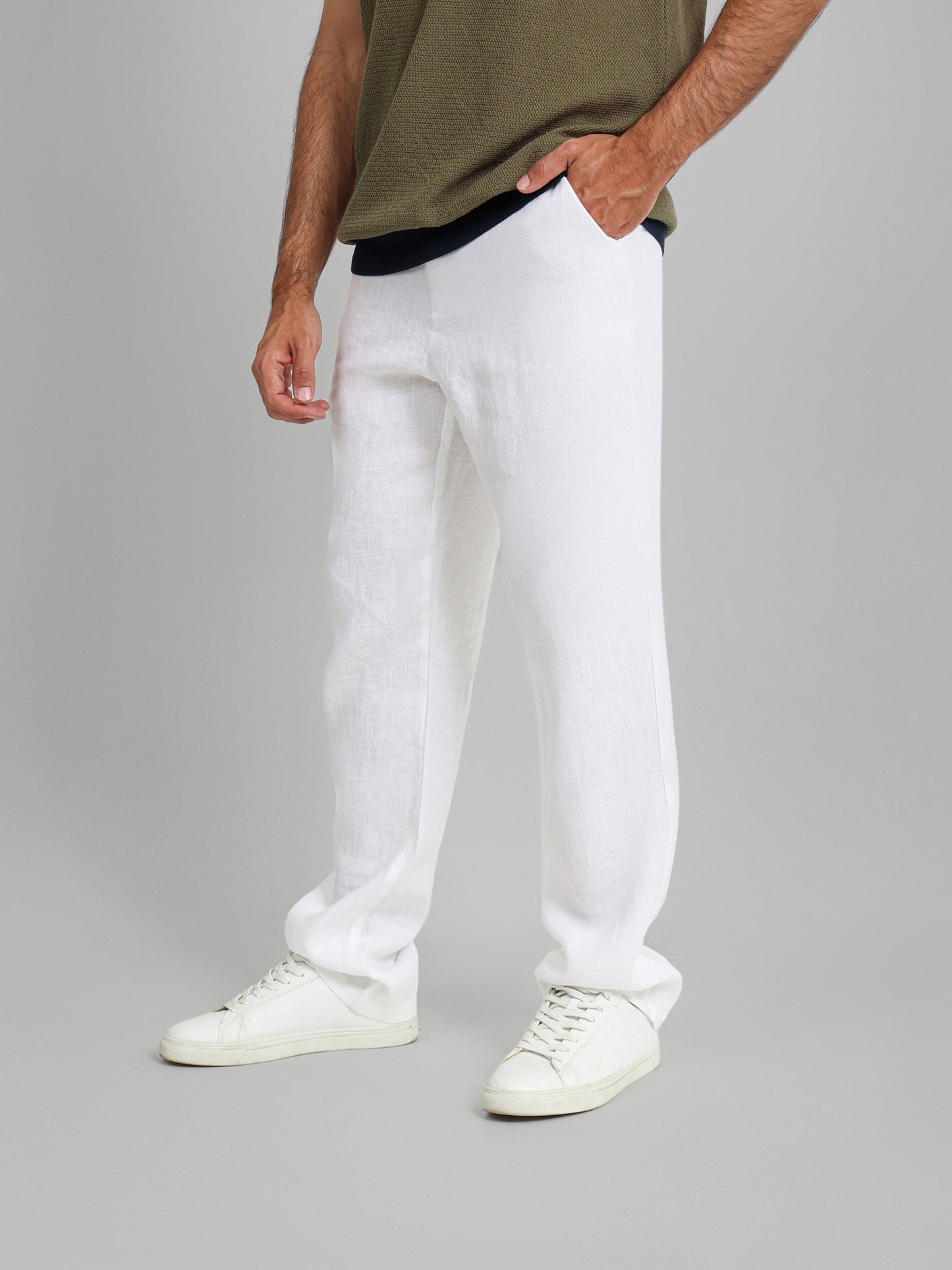 Linen Elastic Waist Cord Pants