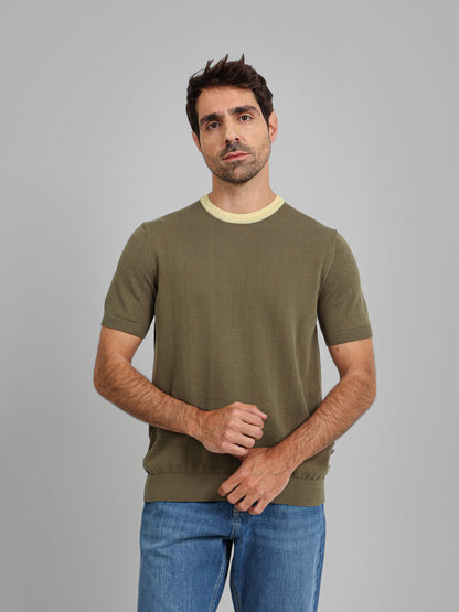 Short Sleeve Textured Casual Knitwear T-Shirt