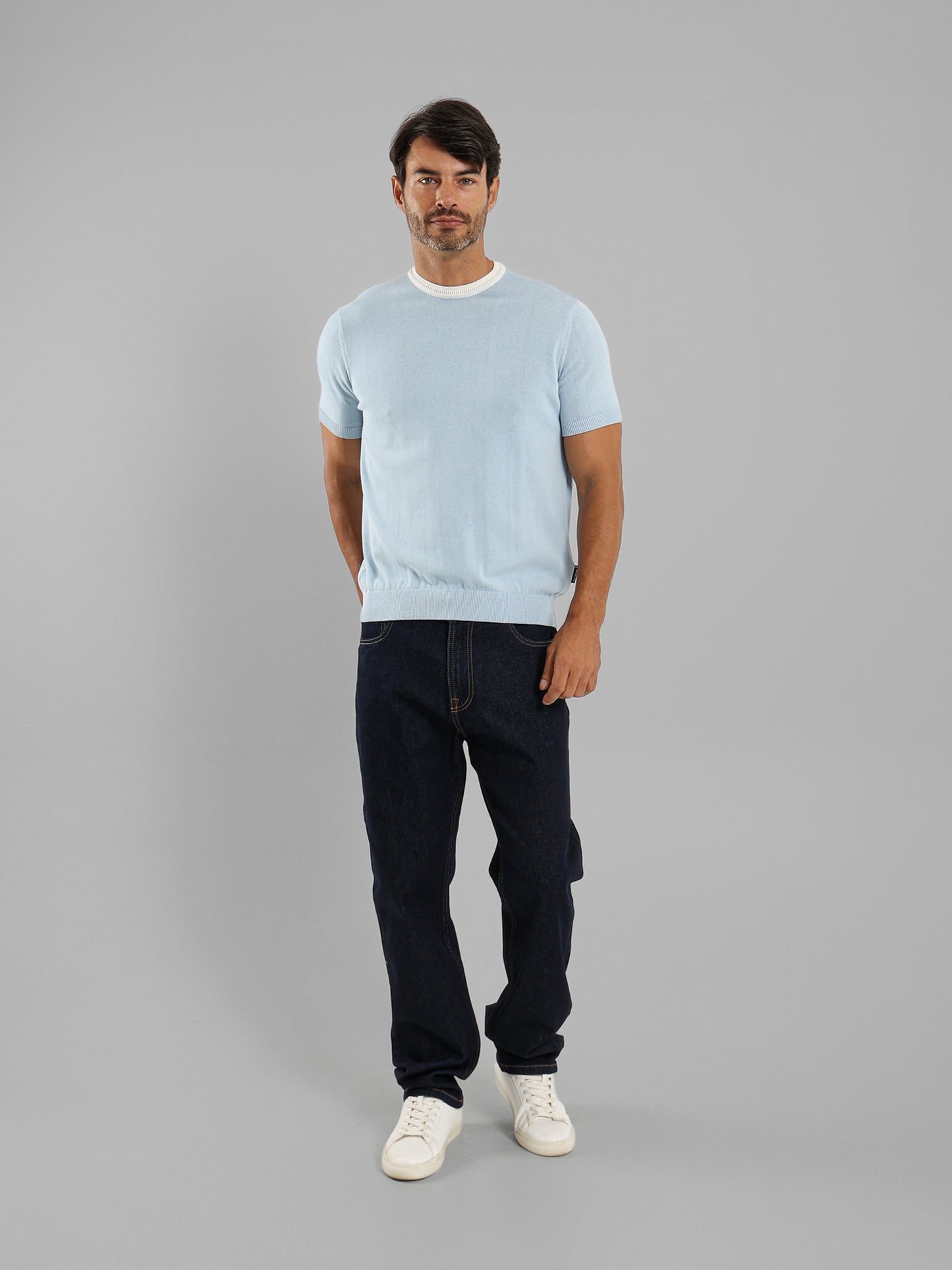 Short Sleeve Textured Casual Knitwear T-Shirt