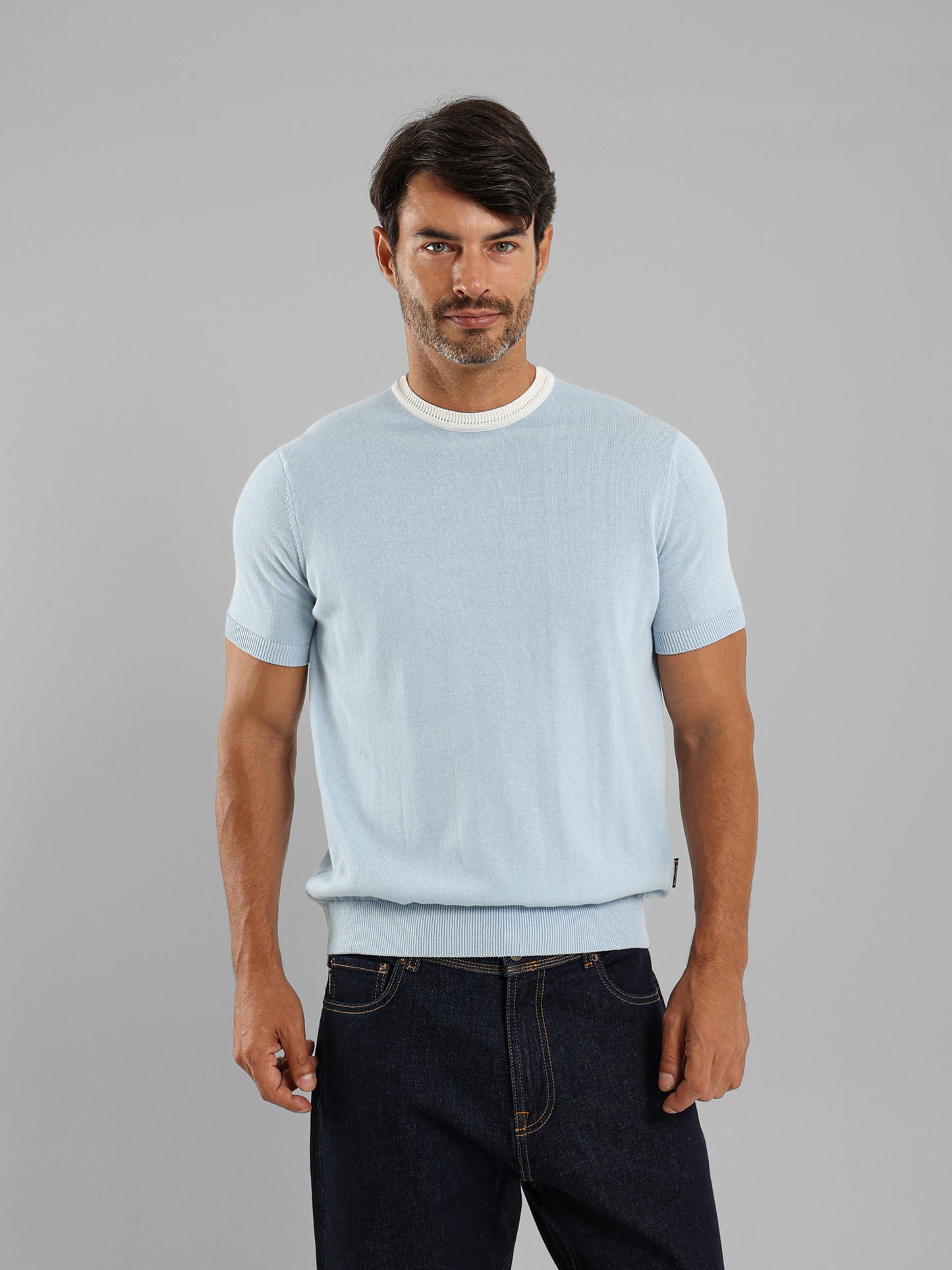 Short Sleeve Textured Casual Knitwear T-Shirt
