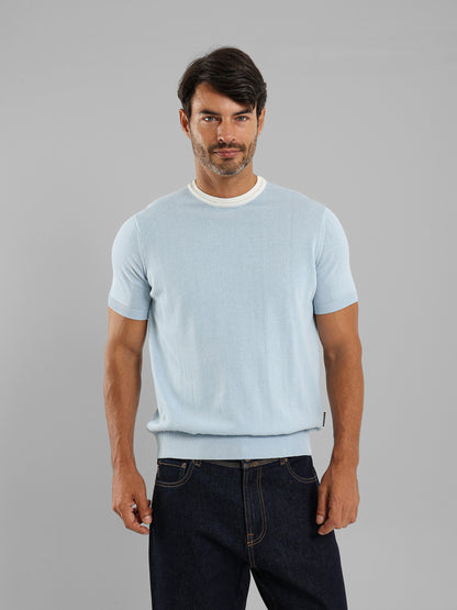 Short Sleeve Textured Casual Knitwear T-Shirt