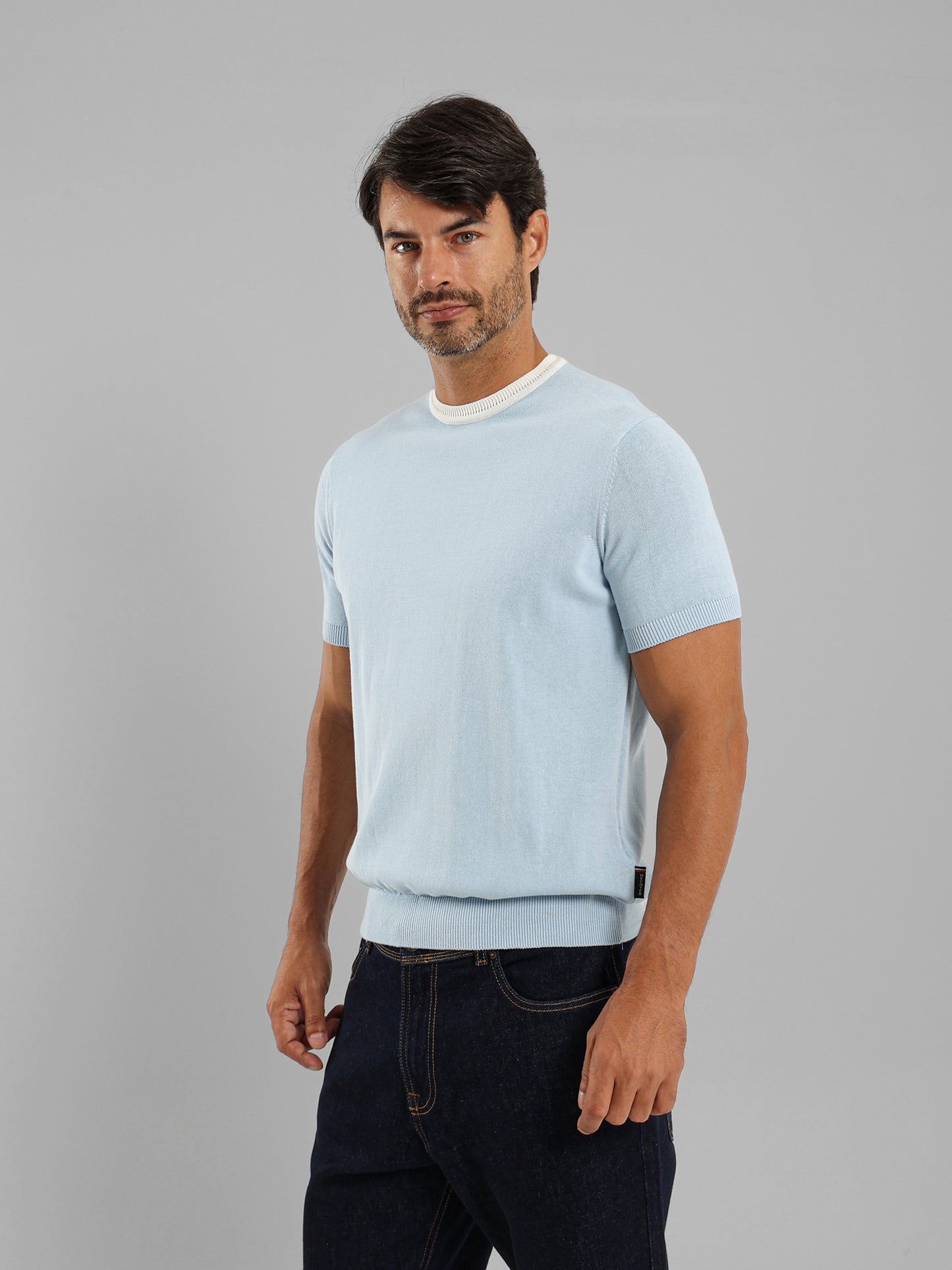 Short Sleeve Textured Casual Knitwear T-Shirt
