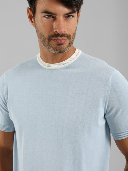 Short Sleeve Textured Casual Knitwear T-Shirt