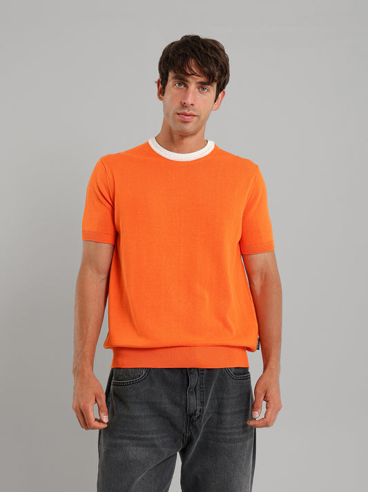 Short Sleeve Textured Casual Knitwear T-Shirt