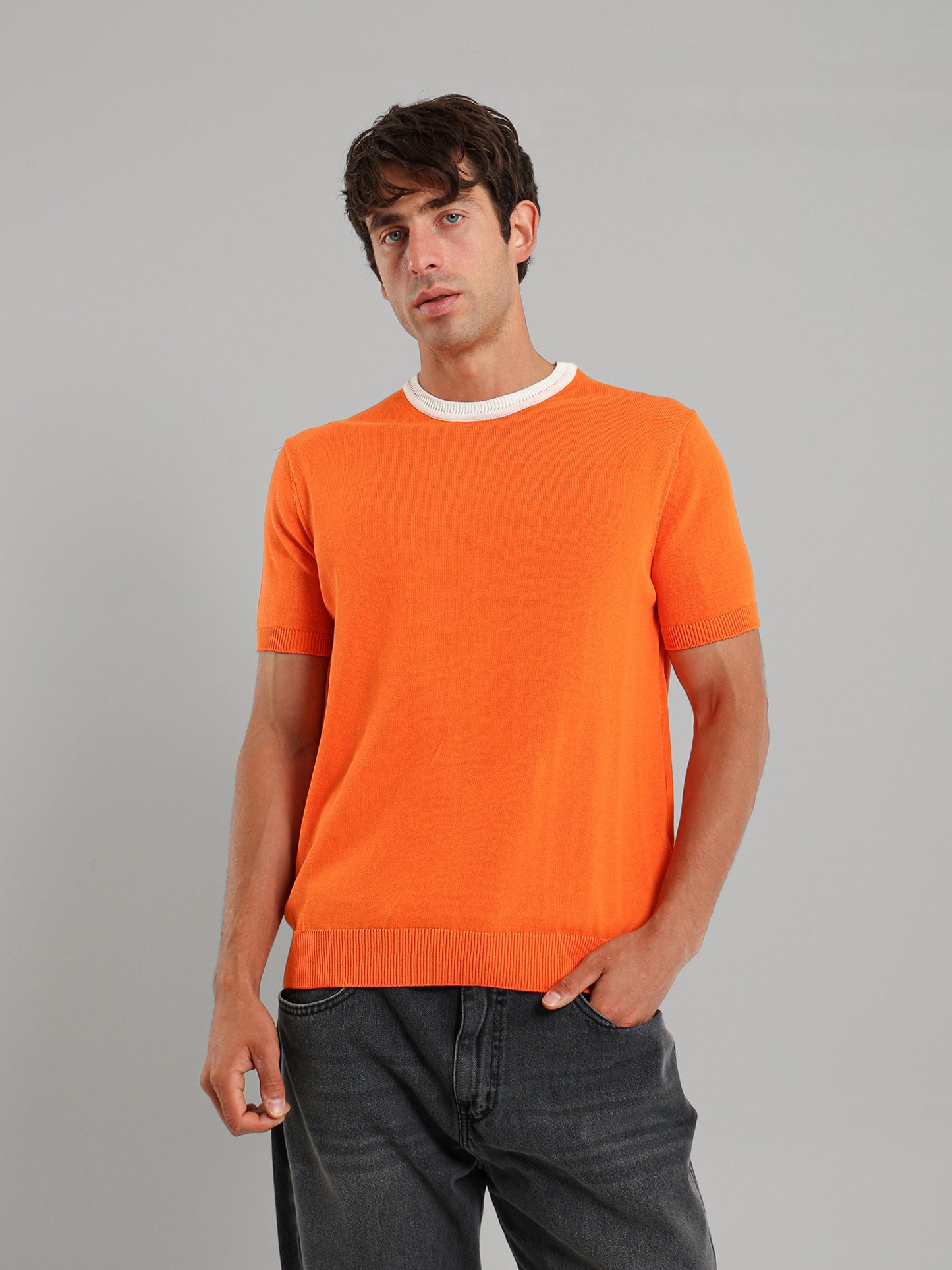 Short Sleeve Textured Casual Knitwear T-Shirt