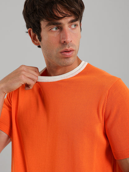 Short Sleeve Textured Casual Knitwear T-Shirt