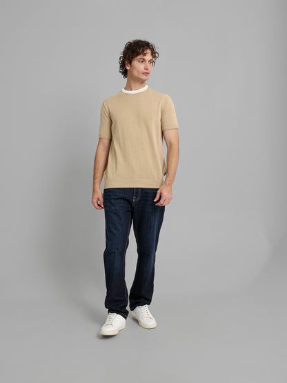 Short Sleeve Textured Casual Knitwear T-Shirt