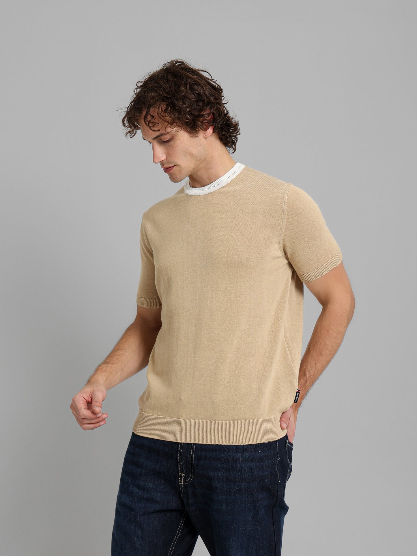 Short Sleeve Textured Casual Knitwear T-Shirt